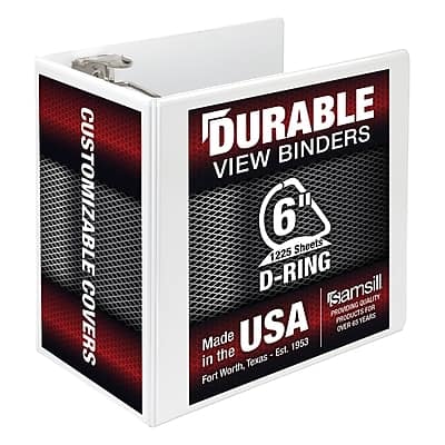 Photos - File Folder / Lever Arch File TITAN Samsill -  Heavy Duty 6" View Binder, D-Ring, Made in USA - White 16427 