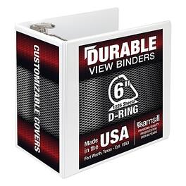 Samsill - Titan Heavy Duty 6" View Binder, D-Ring, Made in USA - White