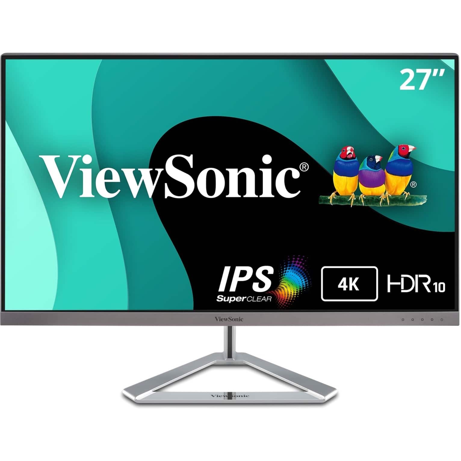 Front. ViewSonic - 27 LCD 4K UHD Monitor (DisplayPort HDMI) - Silver.