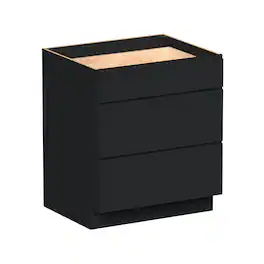 Boyel Living - 33-in W x 34.5-in H x 24-in D Shaker RTA Kitchen 3-Drawer Base Cabinet with Soft-Close Drawers - Black