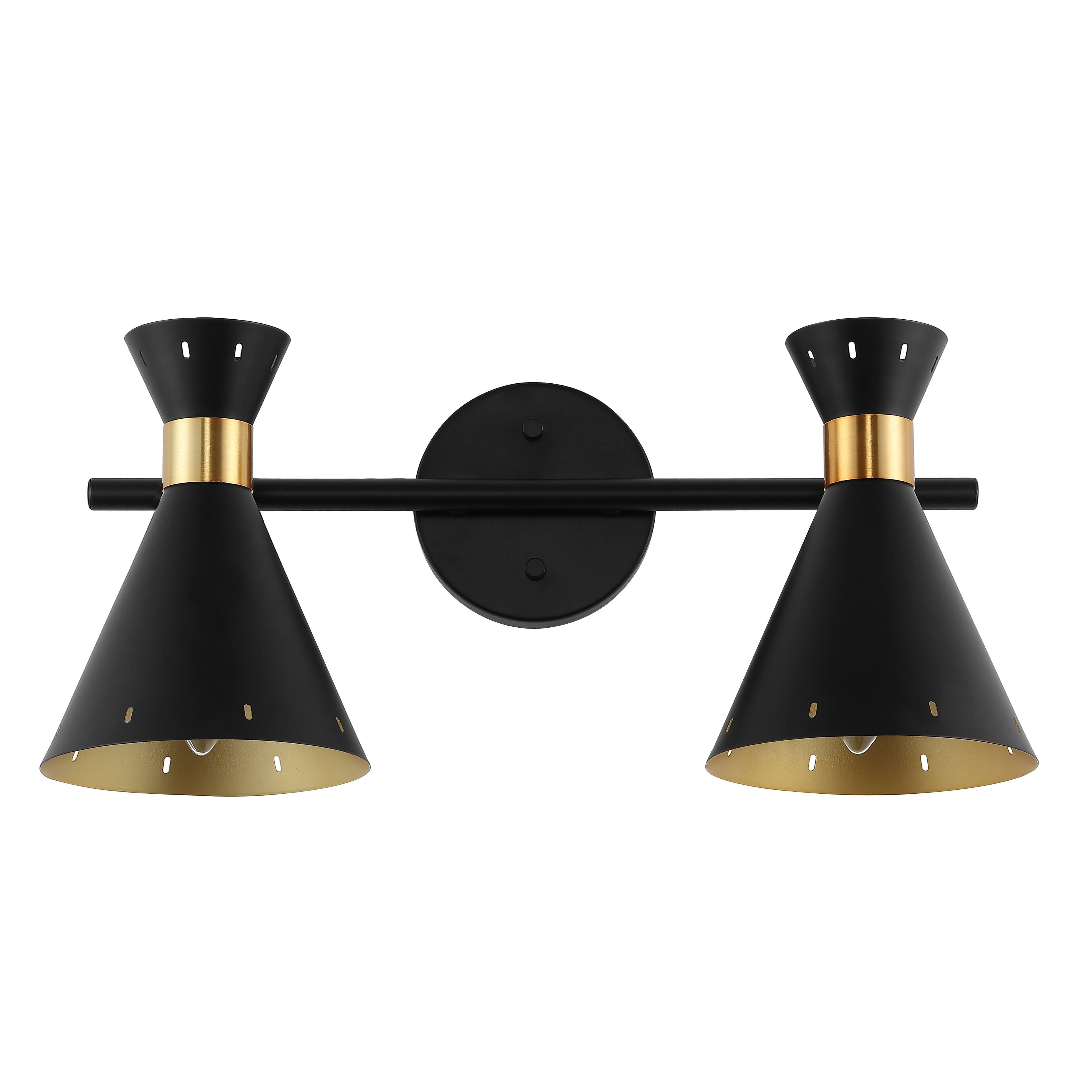 Alt View 5. Jonathan Y - Elroy 18.25" 2-Light Iron Retro Contemporary LED Track Light , Black/Gold - Black.