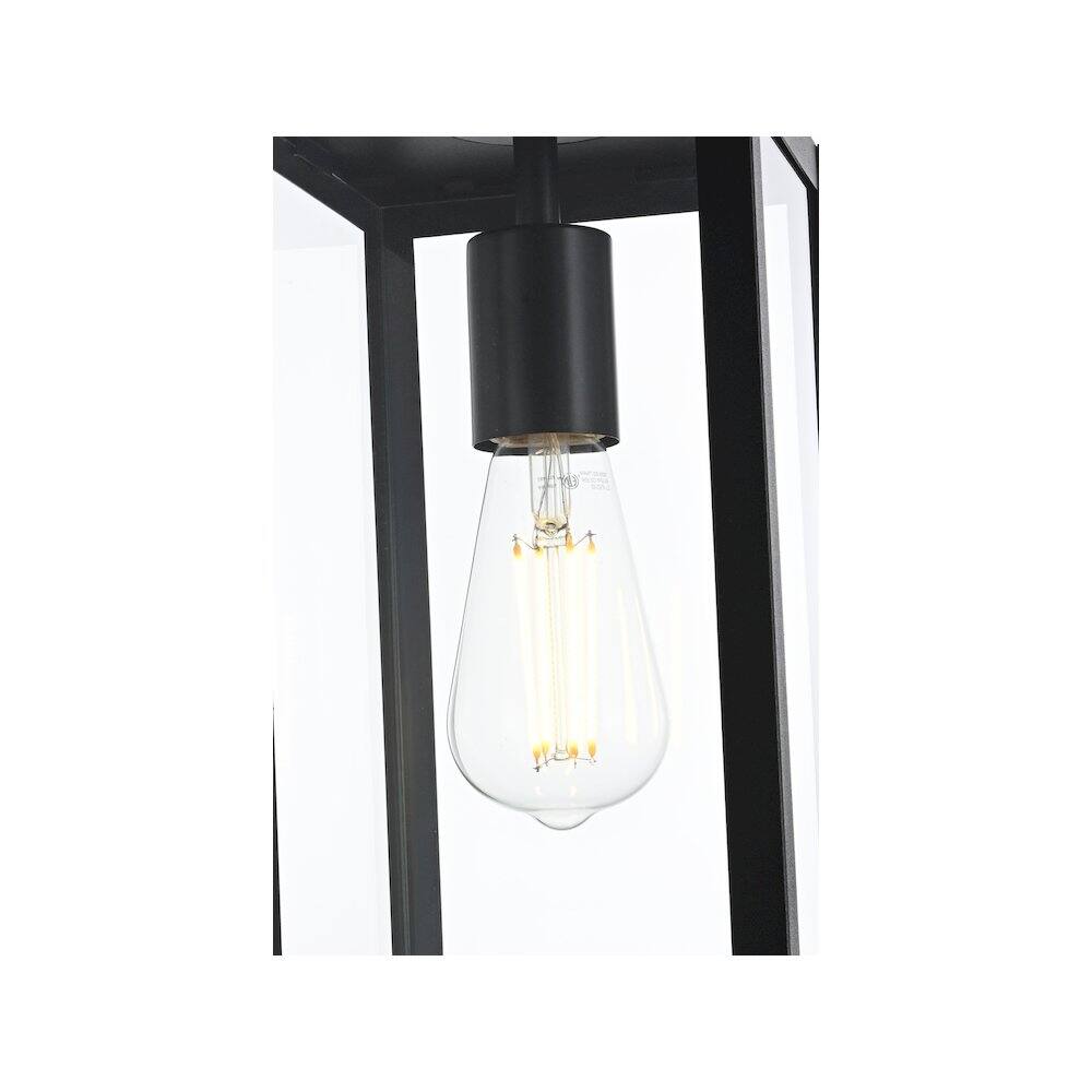 Alt View 2. Elegant Lighting - Hilton 7 inch Outdoor Pendant in Black - Black.