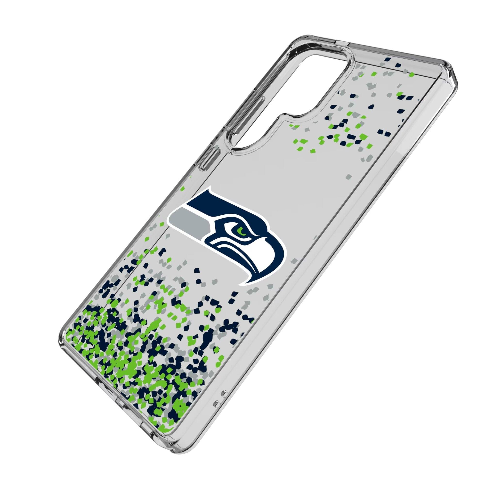 Alt View 1. Keyscaper - Seattle Seahawks Galaxy Clear Case with Confetti Design - S23 - Multicolor.