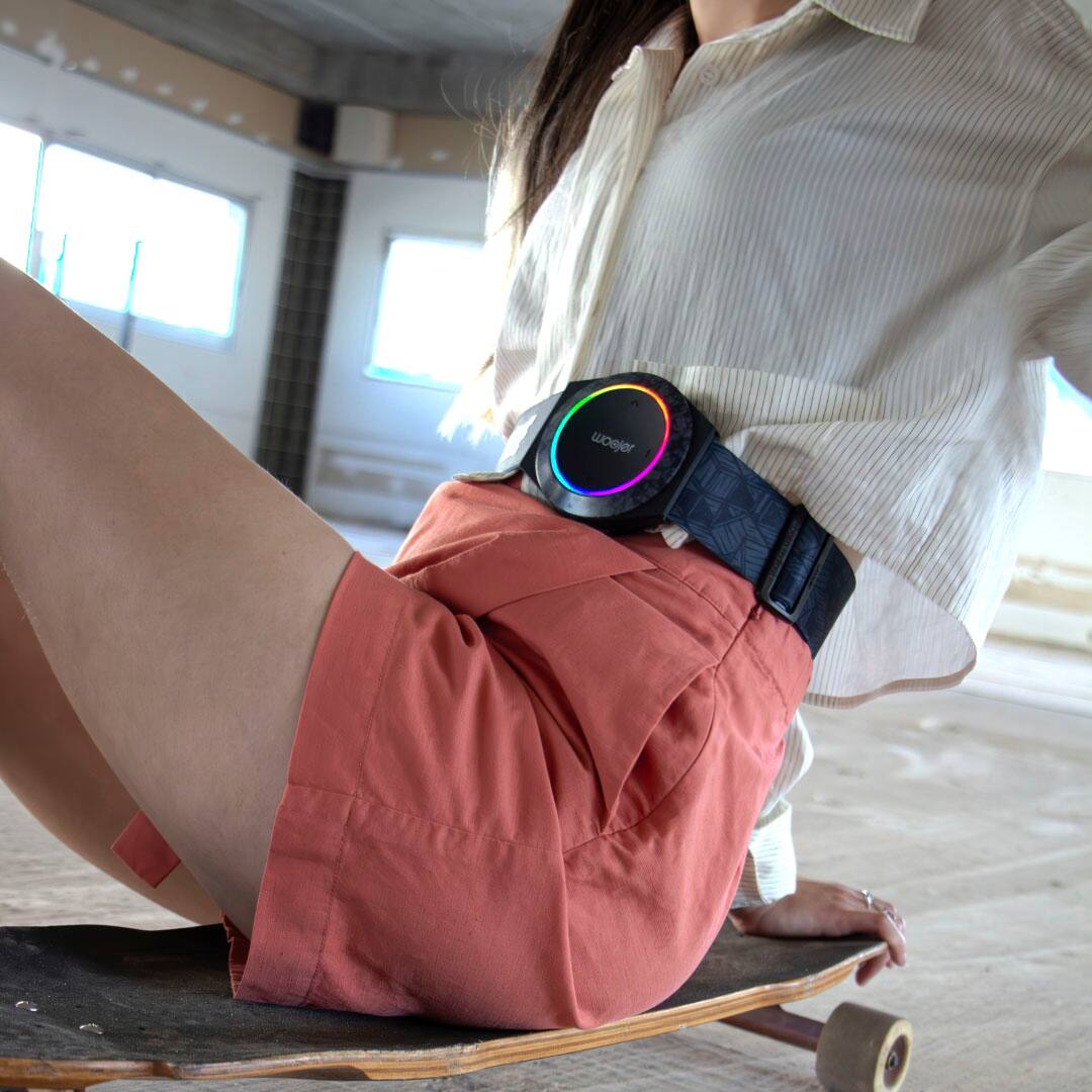 Alt View 19. Woojer - Fortnite High-Fidelity Haptic Body Strap 3  - Throwback Edition - for Games, Music, Movies, VR, and Wellness. - Purple.