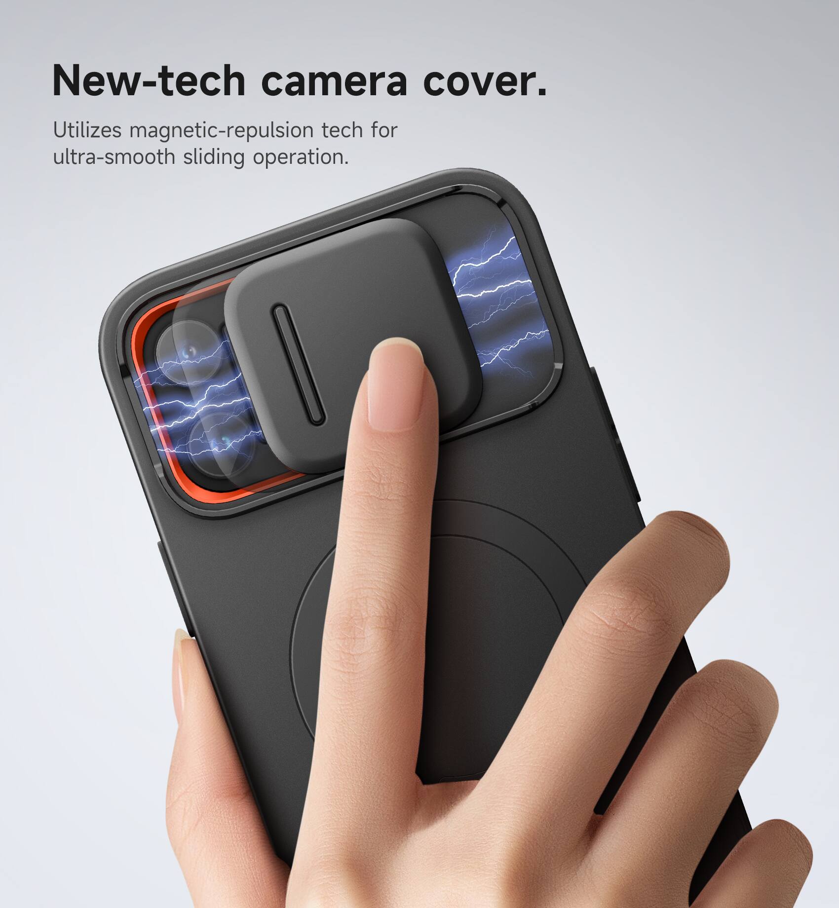 New-tech camera cover.  
Utilizes magnetic-repulsion tech for ultra-smooth sliding operation.