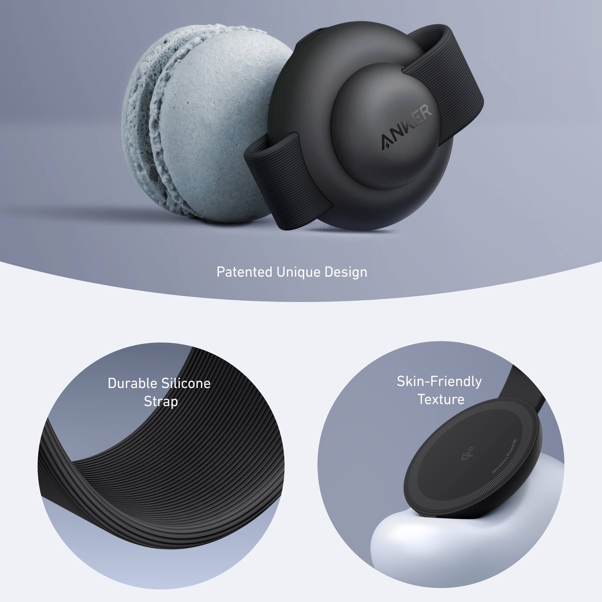 ANKER Patented Unique Design Durable Silicone Strap Skin-Friendly Texture Wristband -