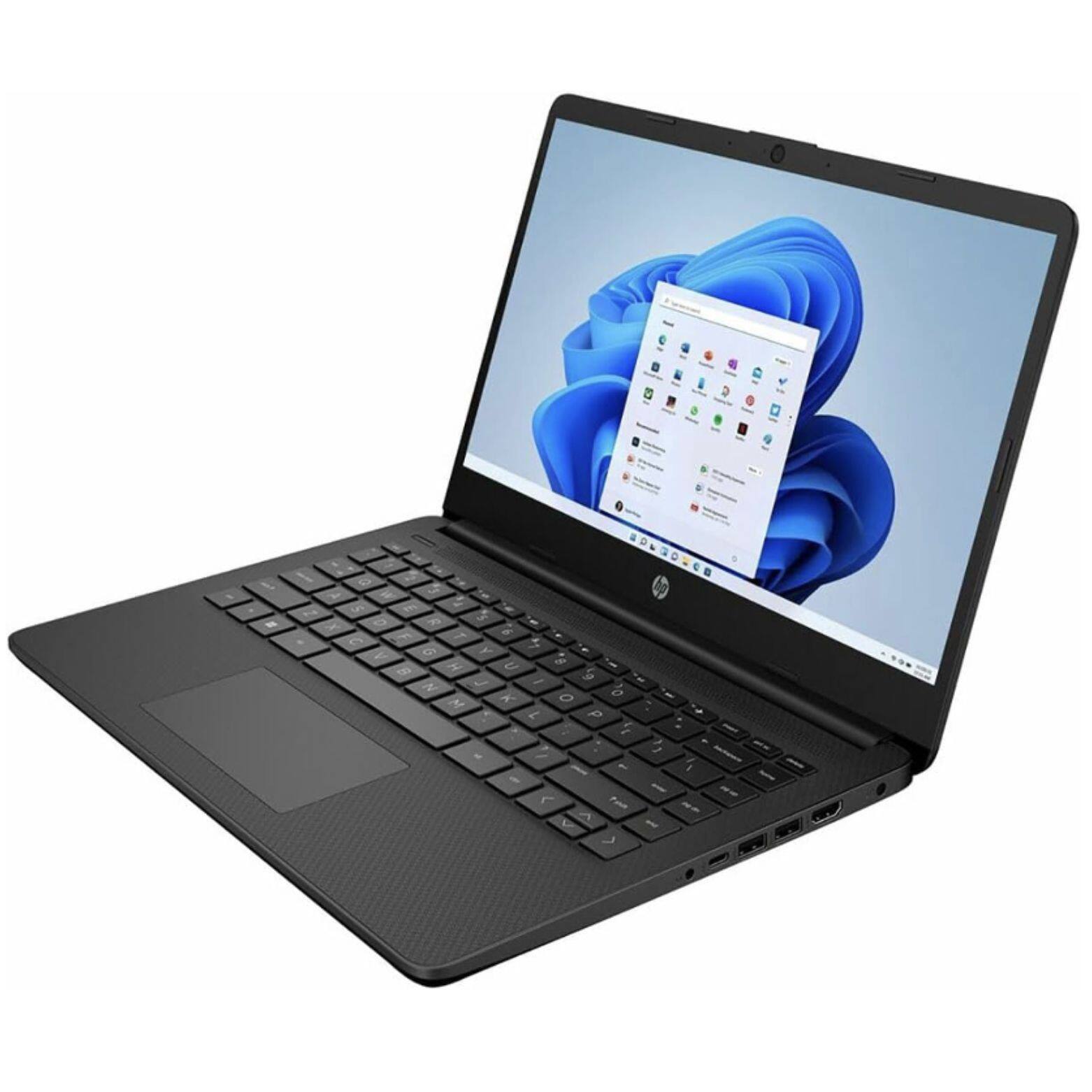 Back. HP - HP B89MPUA#ABA Jet Black Laptop, Celeron N4500, 4GB, 64GB eMMC SSD, 14.0" HD HD (1366x768), Intel UHD, Win 11 Home - Jet Black.