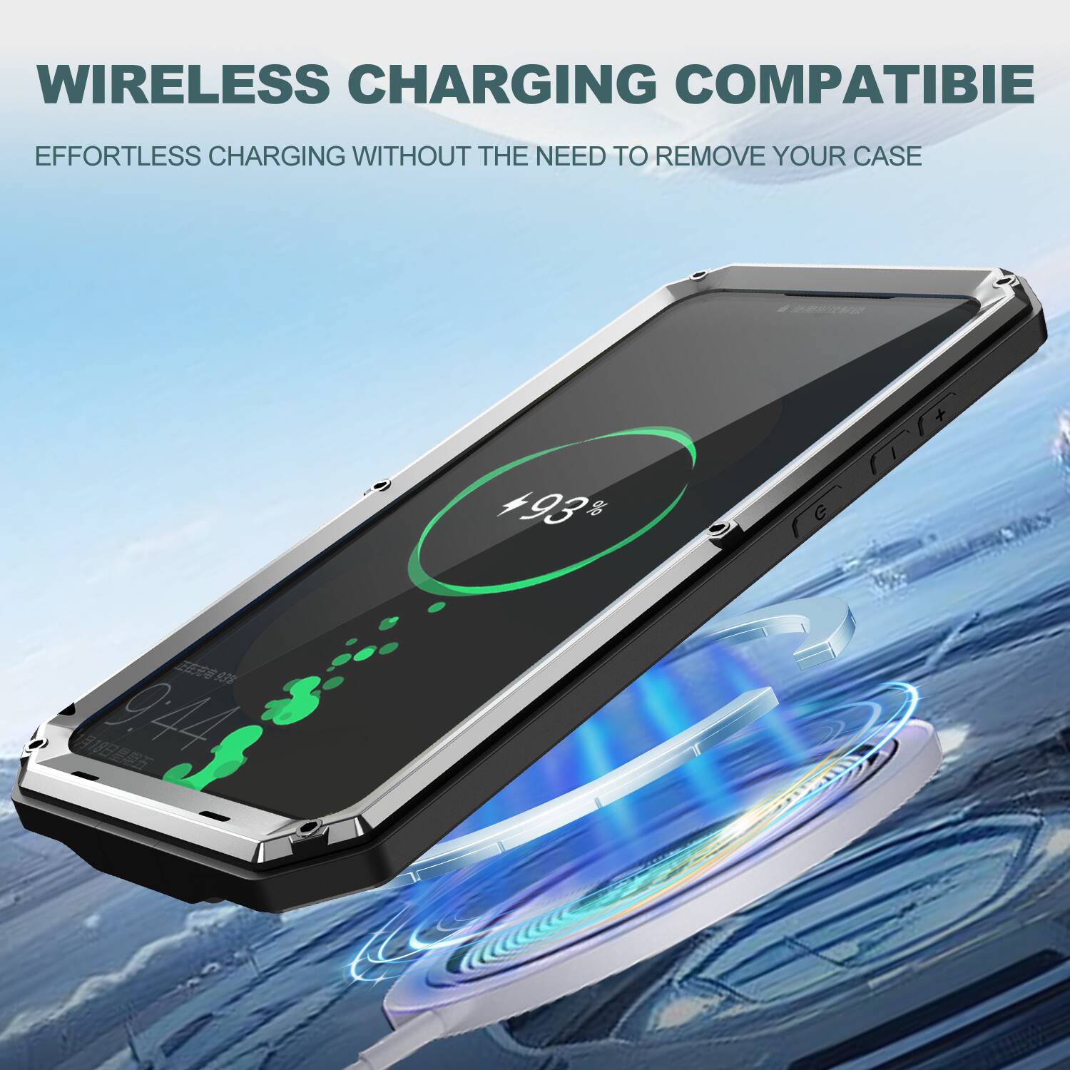 WIRELESS CHARGING COMPATIBLE  
EFFORTLESS CHARGING WITHOUT THE NEED TO REMOVE YOUR CASE  
93%  
95%  
55  
18  
9.44