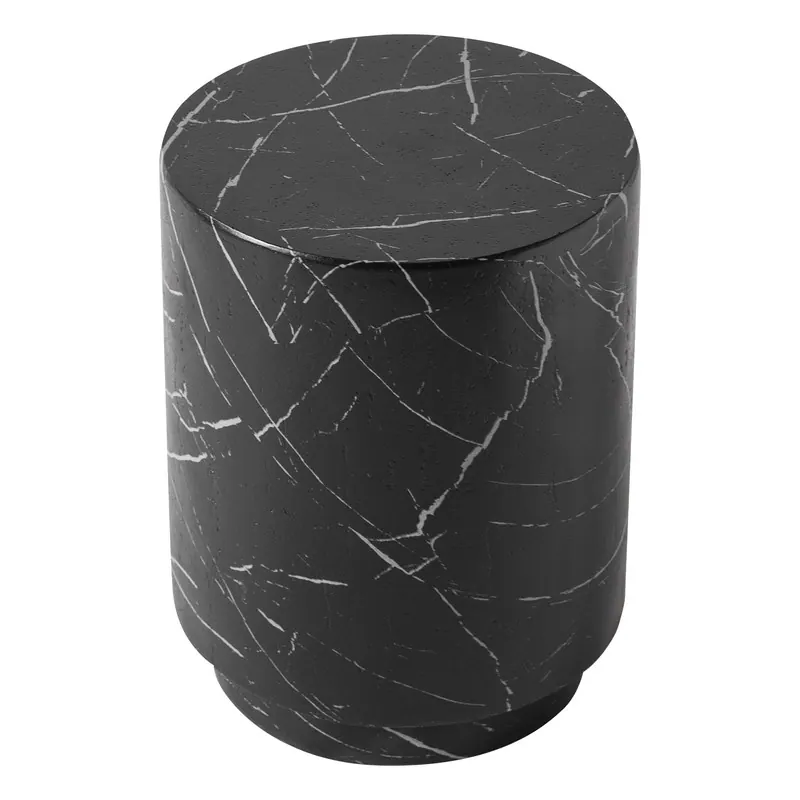 Alt View 2. LeisureMod - Ramble Cylindrical Side Table, Weather Resistant Fiberstone Modern Accent Table - Indoor/Outdoor - Black Marble.