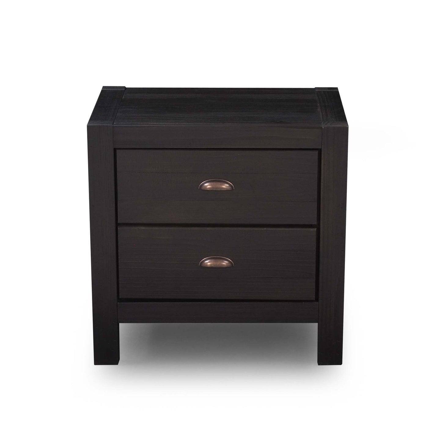 Left. Hivvago - Hivvago Farmhouse Style Solid Pine Wood 2-Drawer Nightstand Bedside Table - Black.