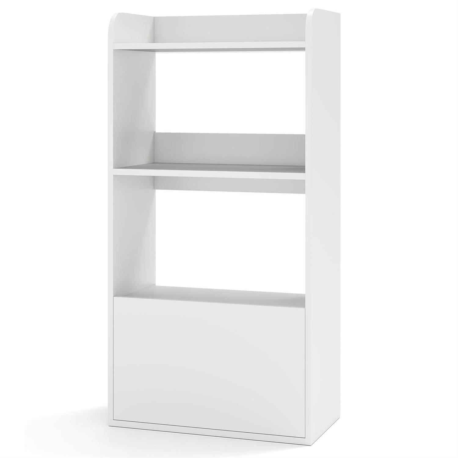 Alt View 3. Pefilos - Freestanding 3-Tier Open Bookshelf - Scratch-Resistant Drawer Storage, Household Use, White - White.