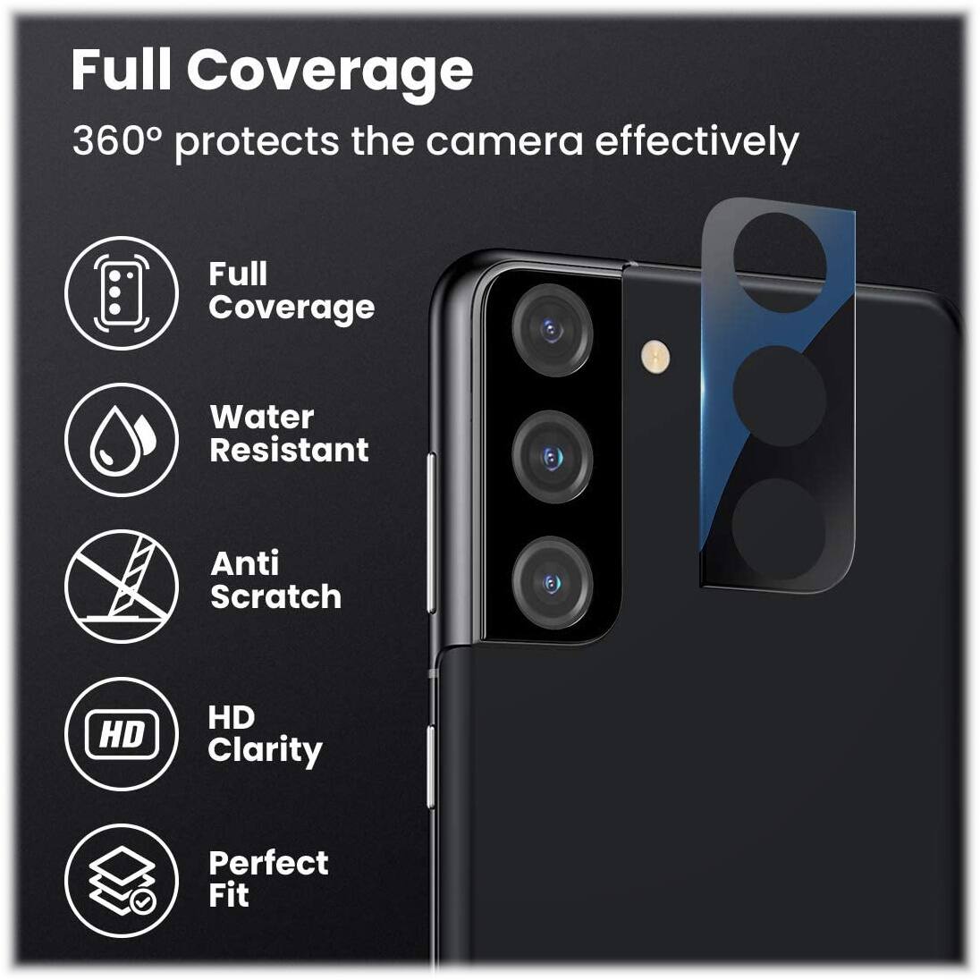 Alt View 12. SaharaCase - ZeroDamage Camera Lens Protector for Samsung Galaxy S21 FE 5G (2-Pack) - Clear/Black.