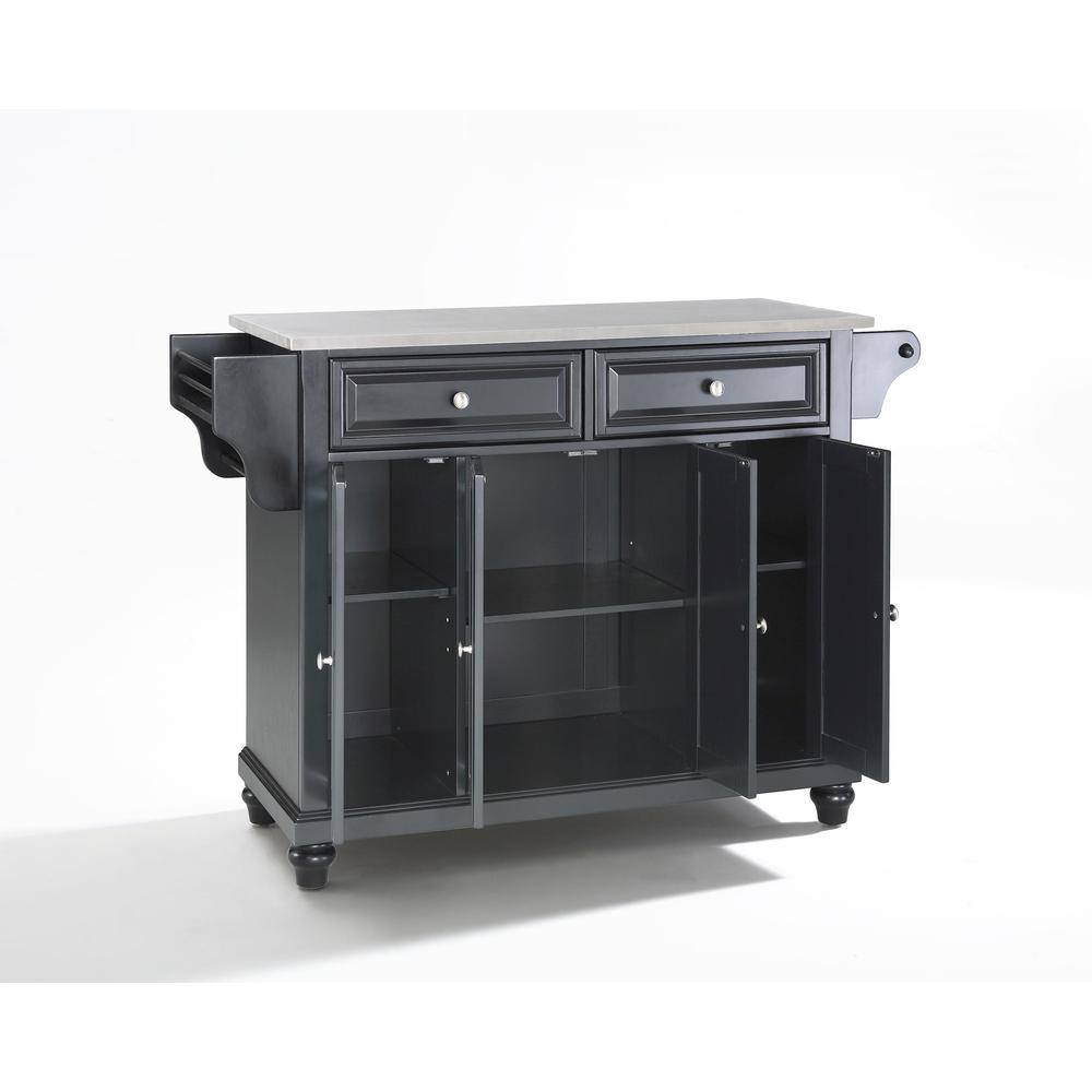 Angle. Crosley Furniture - Cambridge Stainless Steel Top Full Size Kitchen Island/Cart - Black.