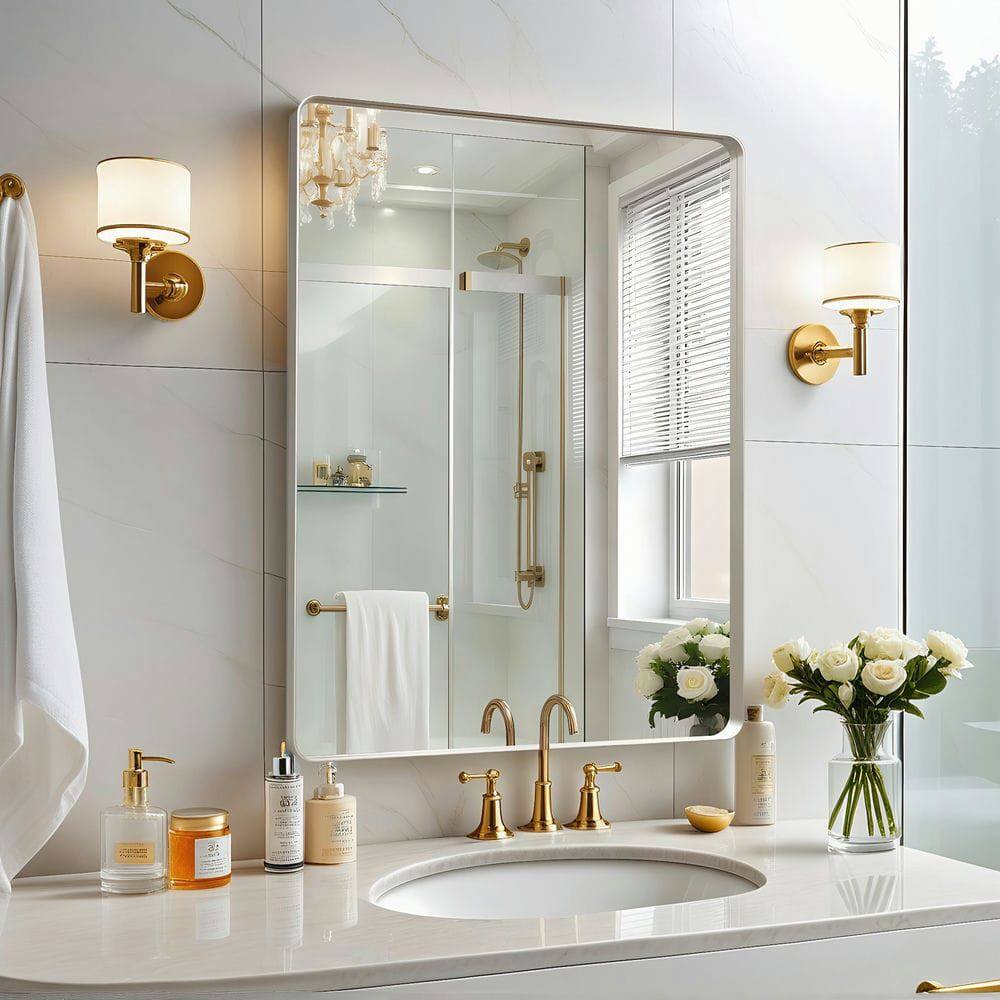 Alt View 6. Kadyn - 32x24 Inch Rectangle Wall Mirror with Rounded Corners and Silver Metal Frame - Silver.