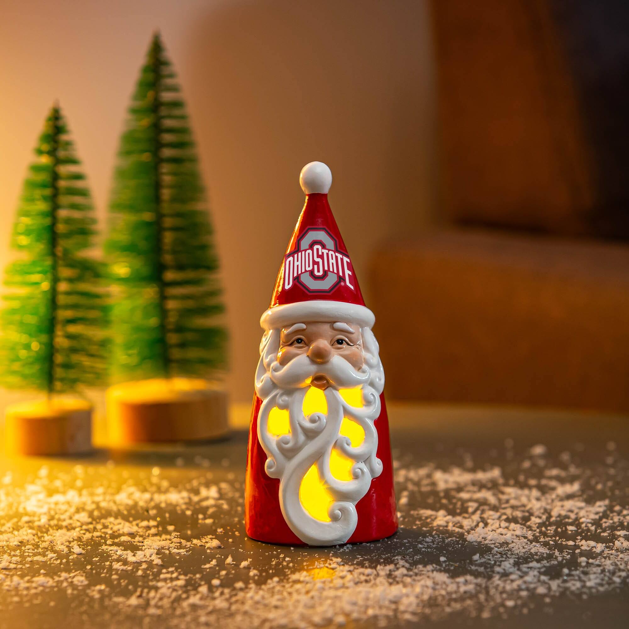 Alt View 1. Evergreen Enterprises - Ohio State Buckeyes 8" LED Santa Statue - Red.