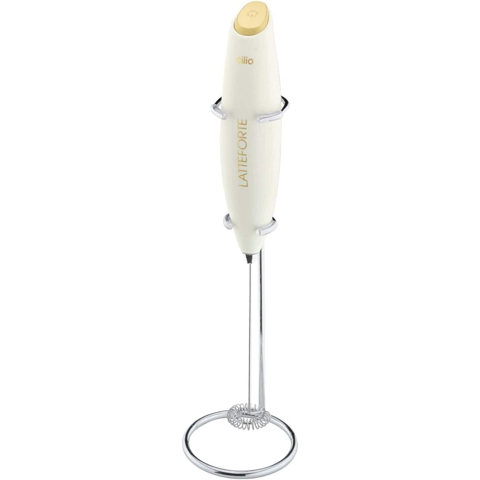 Cilio - Latteforte Battery Powered Milk Frother with Stainless Steel Stand - White