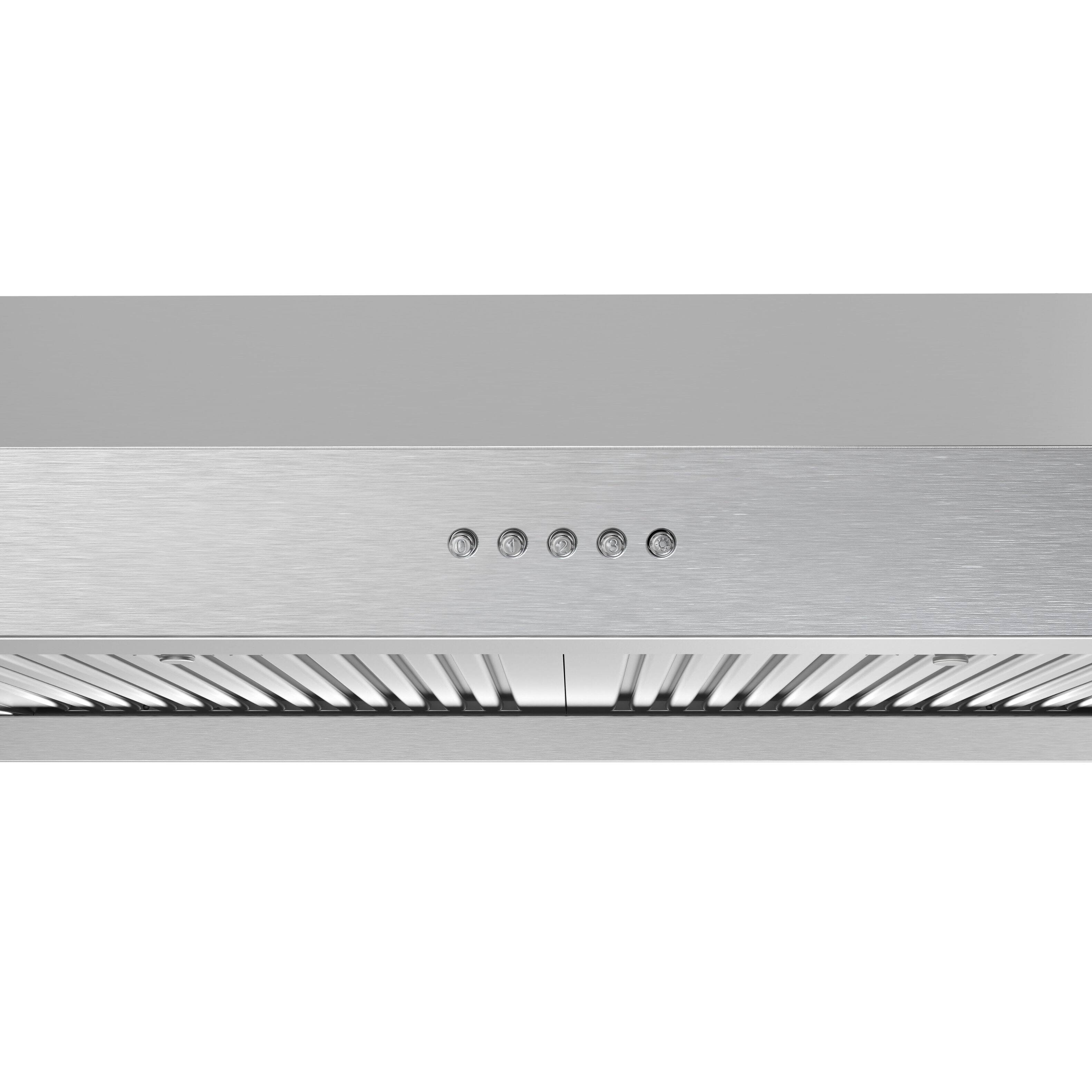 Alt View 5. Streamline - 30 in. Ampezzo Ducted Undermount 406 CFM Range Hood, Baffle Filters, Push Button Control, LED Lights - Brushed Stainless Steel.