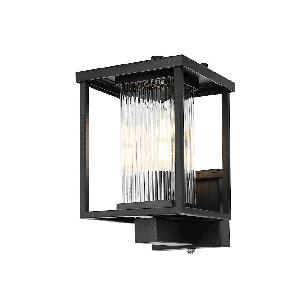 Left. Elegant Lighting - Dover 7 inch Outdoor Pendant in Black - Black.