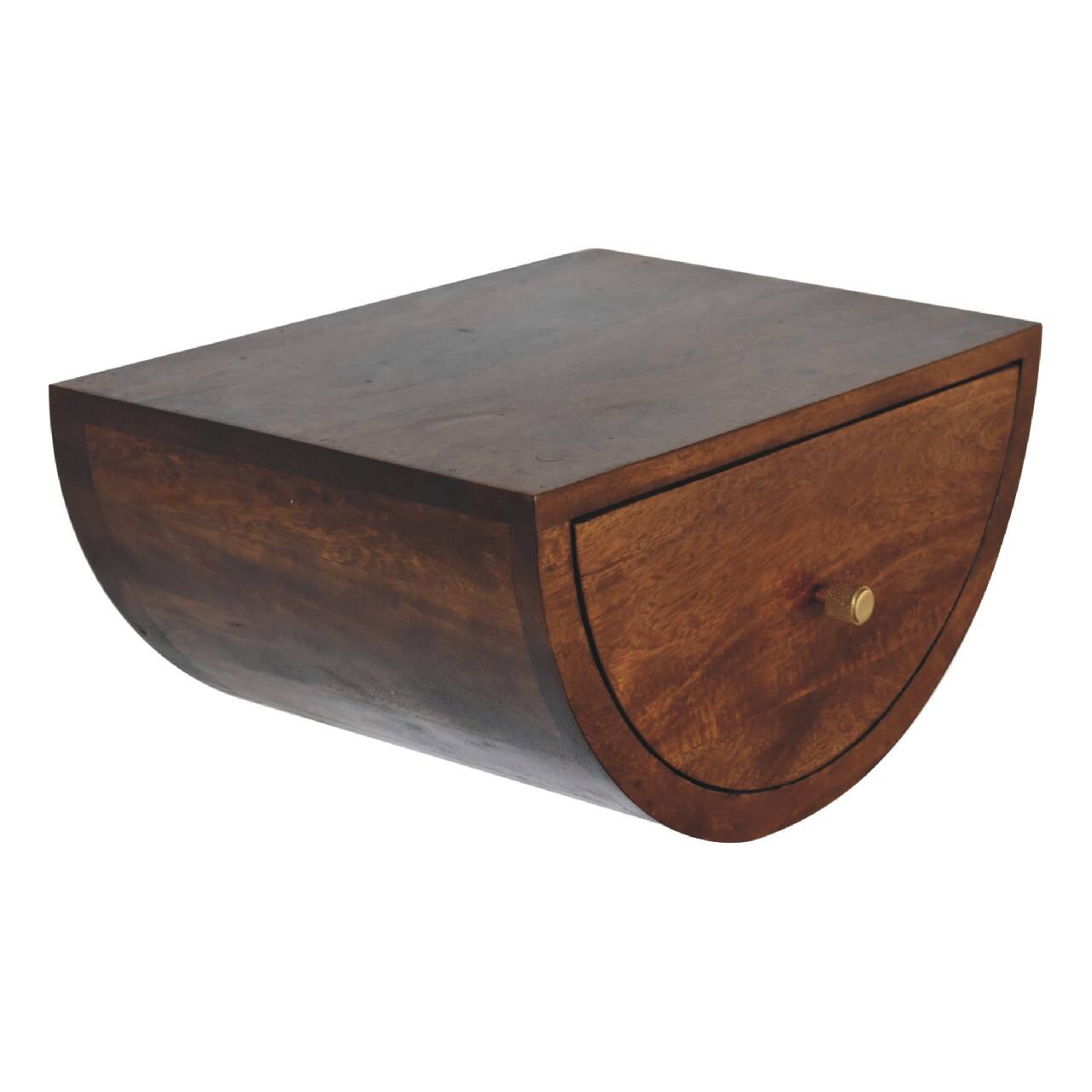 Alt View 2. Artisan Furniture - Artisan Furniture Solid Wood Chestnut Crescent Floating Nightstand, 1 Drawer, Dark Brown - Chestnut.