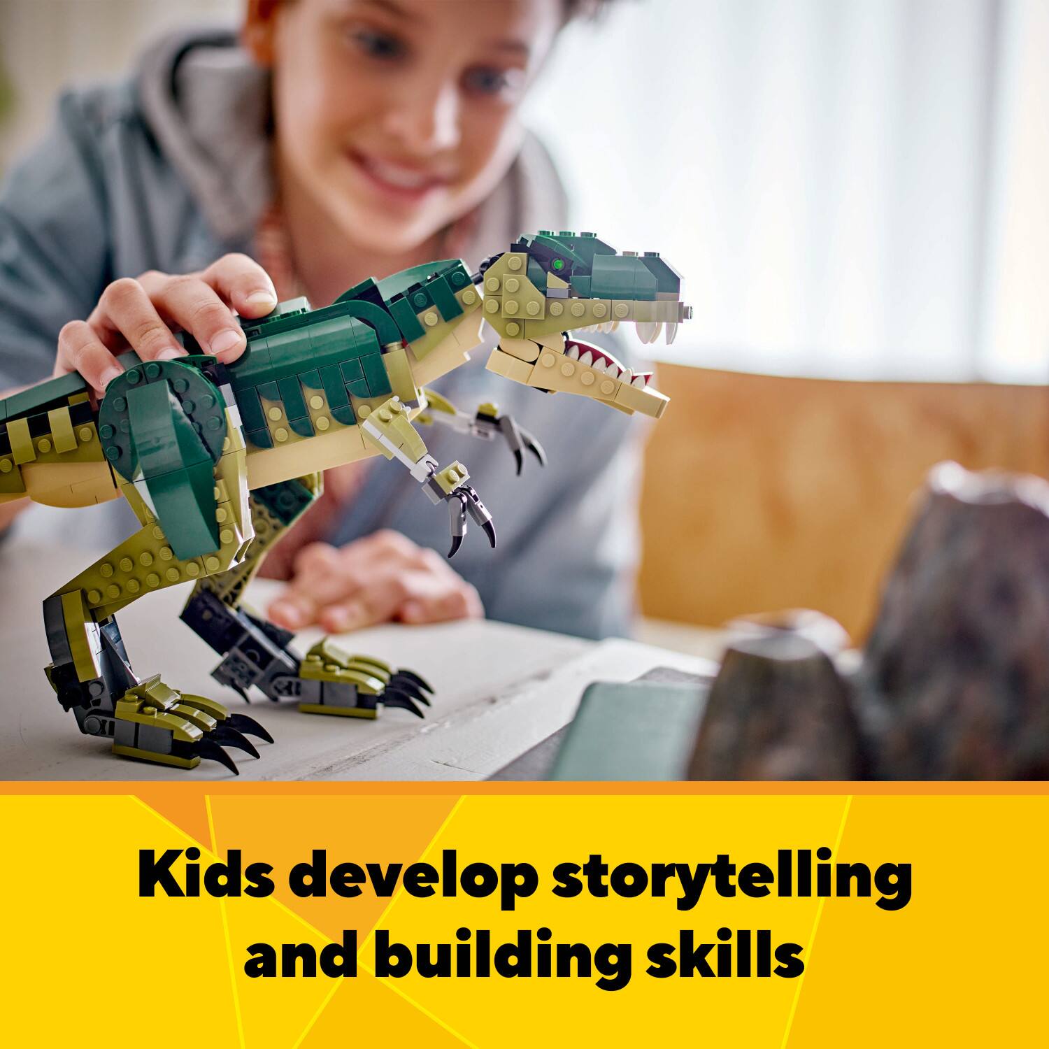Kids develop storytelling and building skills.