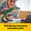 Kids develop storytelling and building skills.