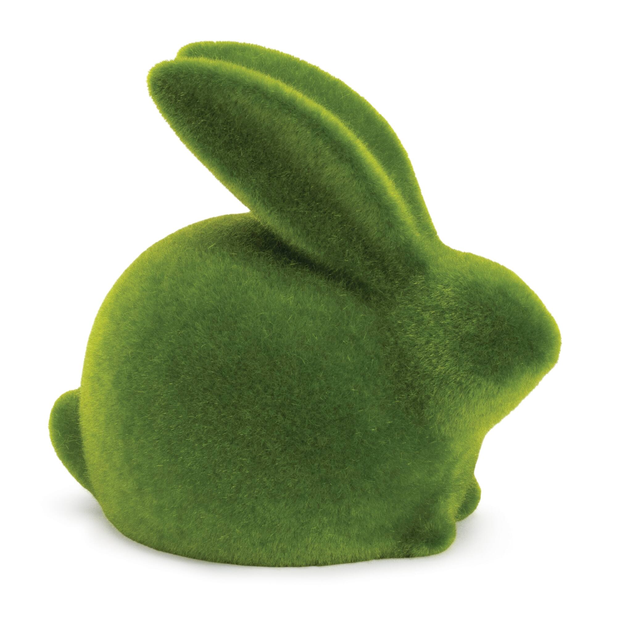 Angle. BreeBe - Mossy Terra Cotta Rabbit Figurine (Set of 2) - Green.