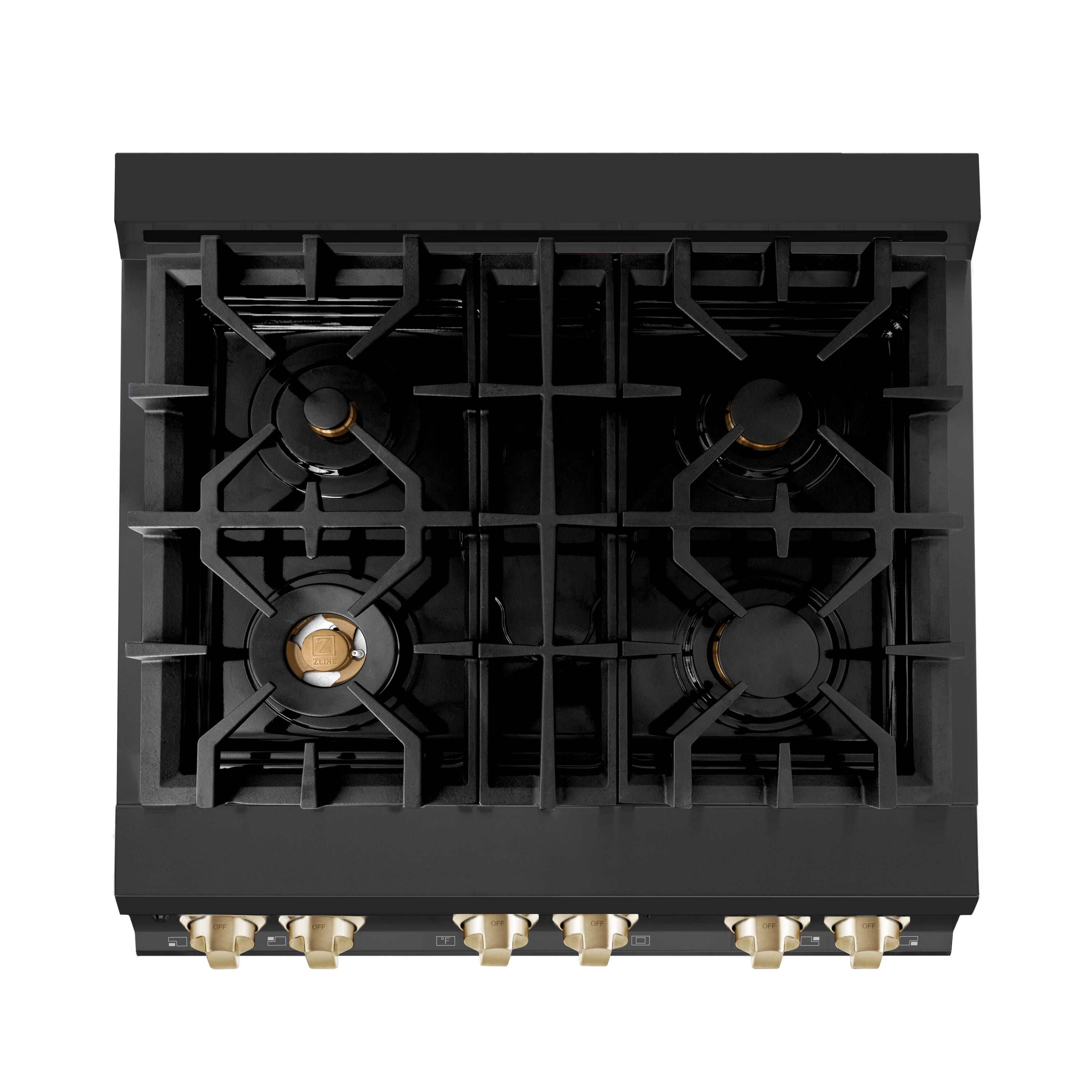 Back. ZLINE - Autograph 30" Legacy Dual Fuel Range in Black Stainless Steel & Gold Accents (RABZ-30-G) - Black.