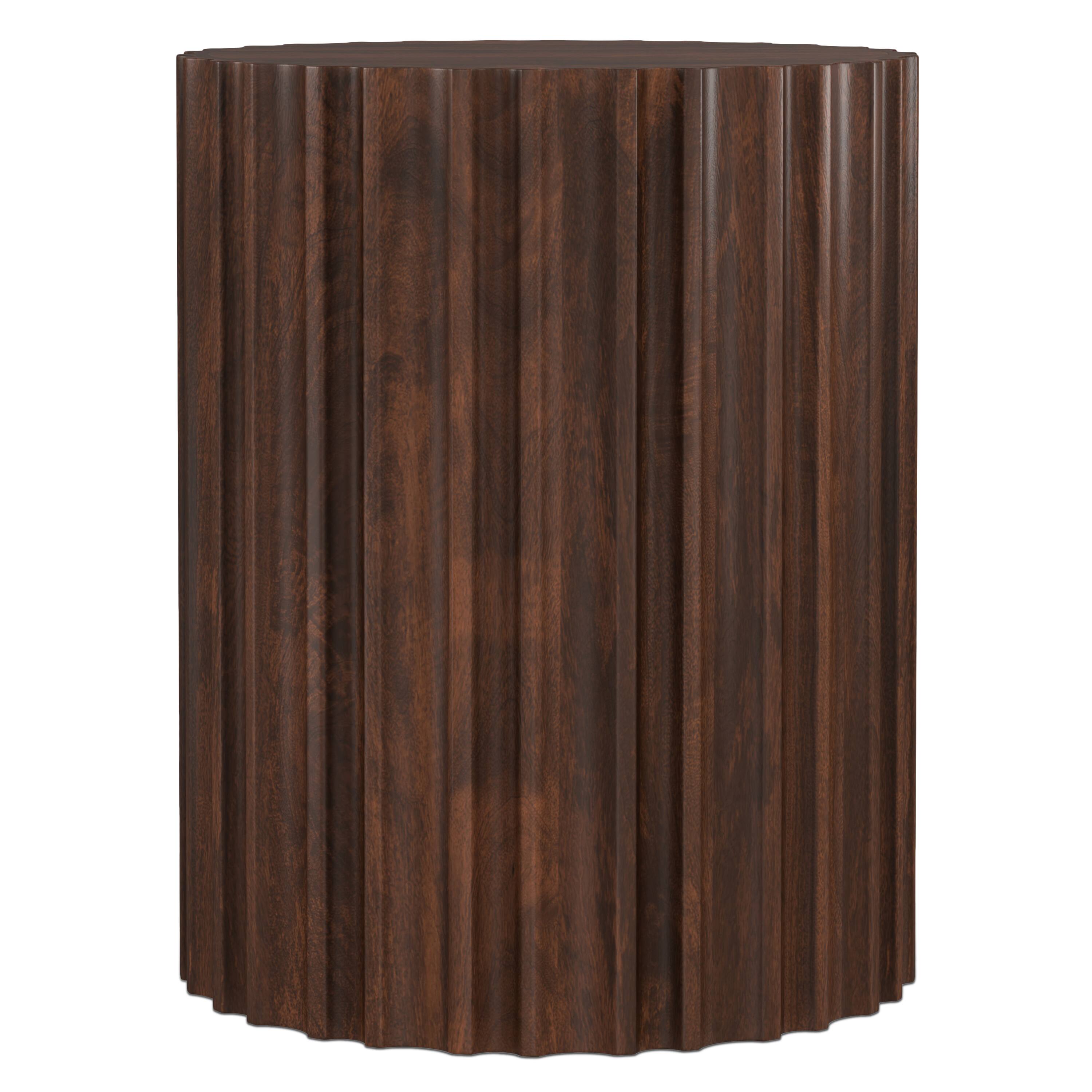 Left. Simpli Home - Rolf 16 inch Wide Solid Mango Boho Contemporary End Table in Walnut Brown, Assembled - Walnut Brown.