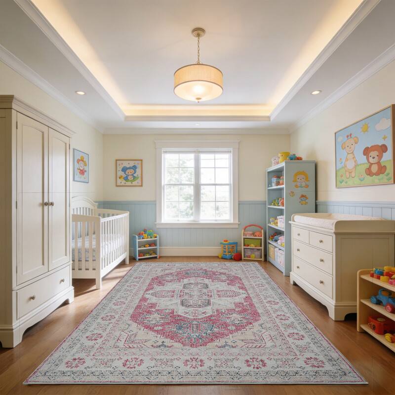 Alt View 1. RYHNUYNE - 8x10 Area Rugs Living Room Rug Washable Vintage Boho Rug No Slip Stain Resistant Soft Carpet Indoor Floor Floral Carpets - Painting.