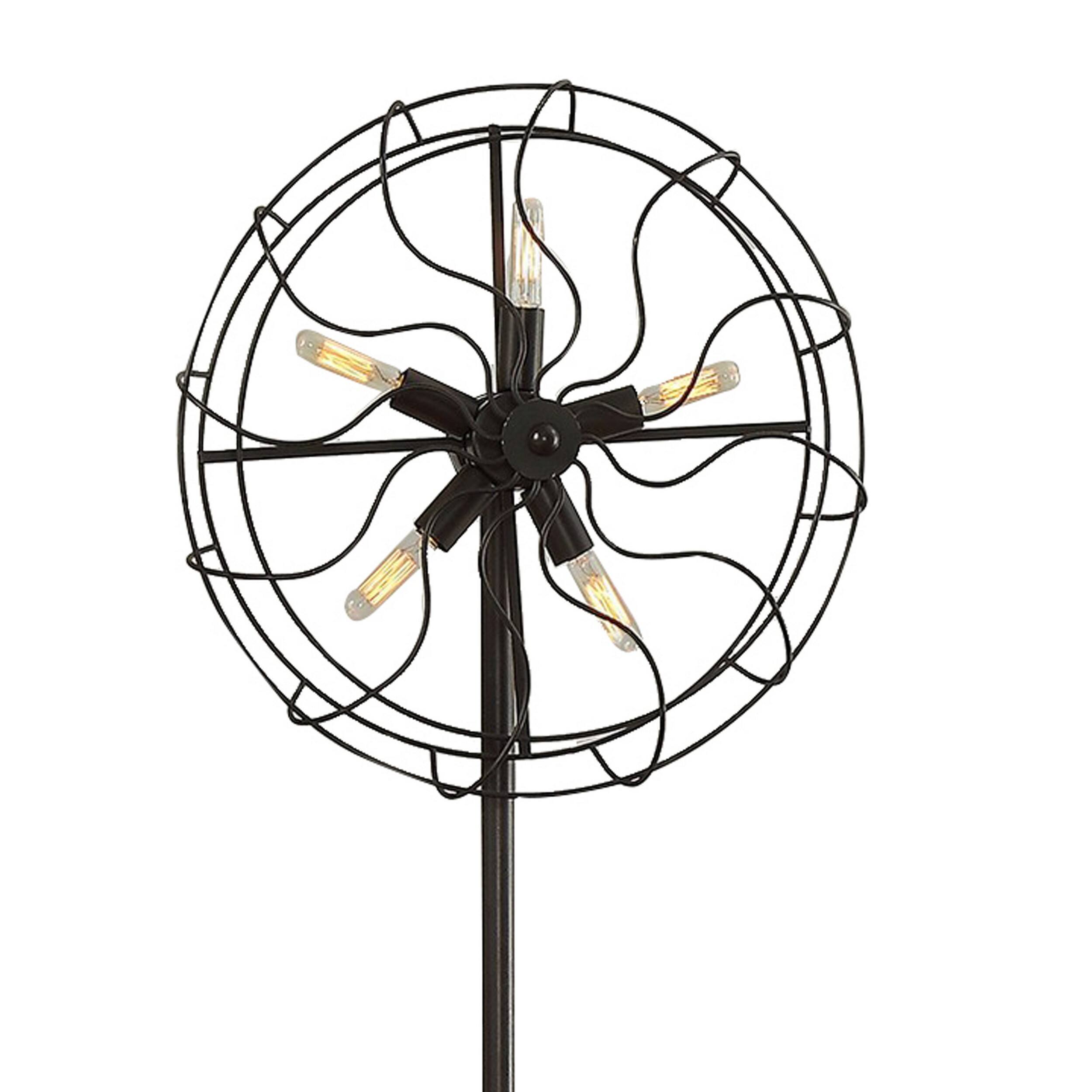 Angle. Manhattan Lane - Quinn 63 Inch Accent Floor Lamp, Vintage Fan Design.