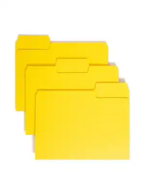 Front. Smead - Smead SuperTab File Folder, Oversized 1/3-Cut Tab, Letter Size, Yellow, 100/Box (11984) - Yellow.