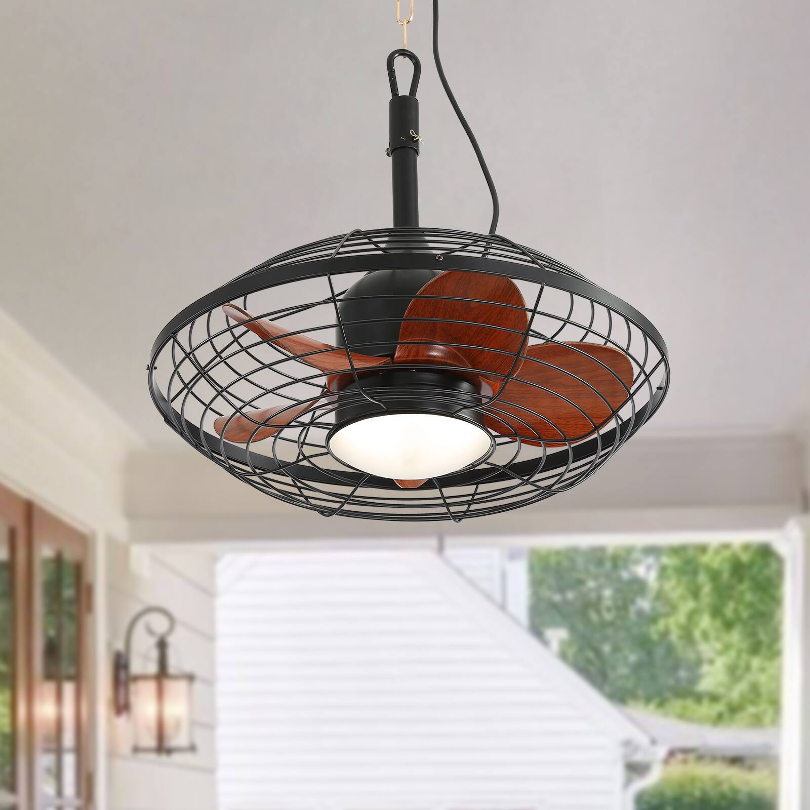 Front. Sofucor - Outdoor Ceiling Fans with Lights 20'' Wet Rated Gazebo Fan Remote/APP Control, Dimmable Hanging Fan for Patio Pergola - Black.