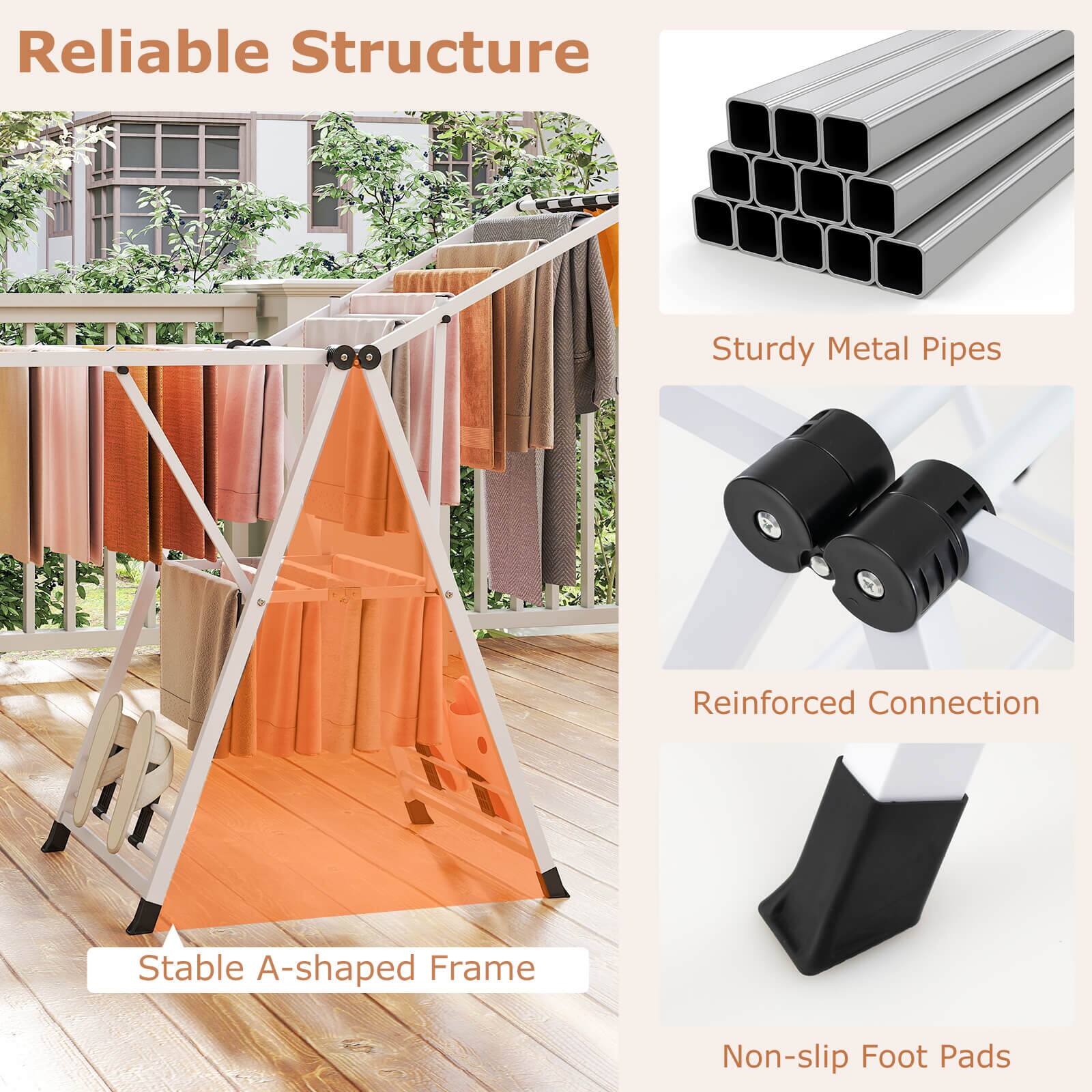 Reliable Structure

- Sturdy Metal Pipes
- Reinforced Connection
- Stable A-shaped Frame
- Non-slip Foot Pads