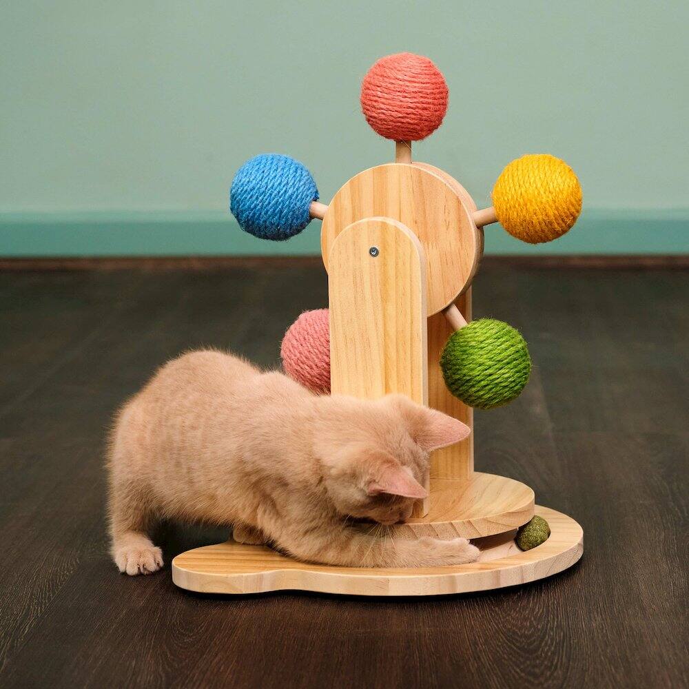 Alt View 3. Armarkat - Pinewood Ferris Wheel Cat Toy  Interactive Play Center - Beige.