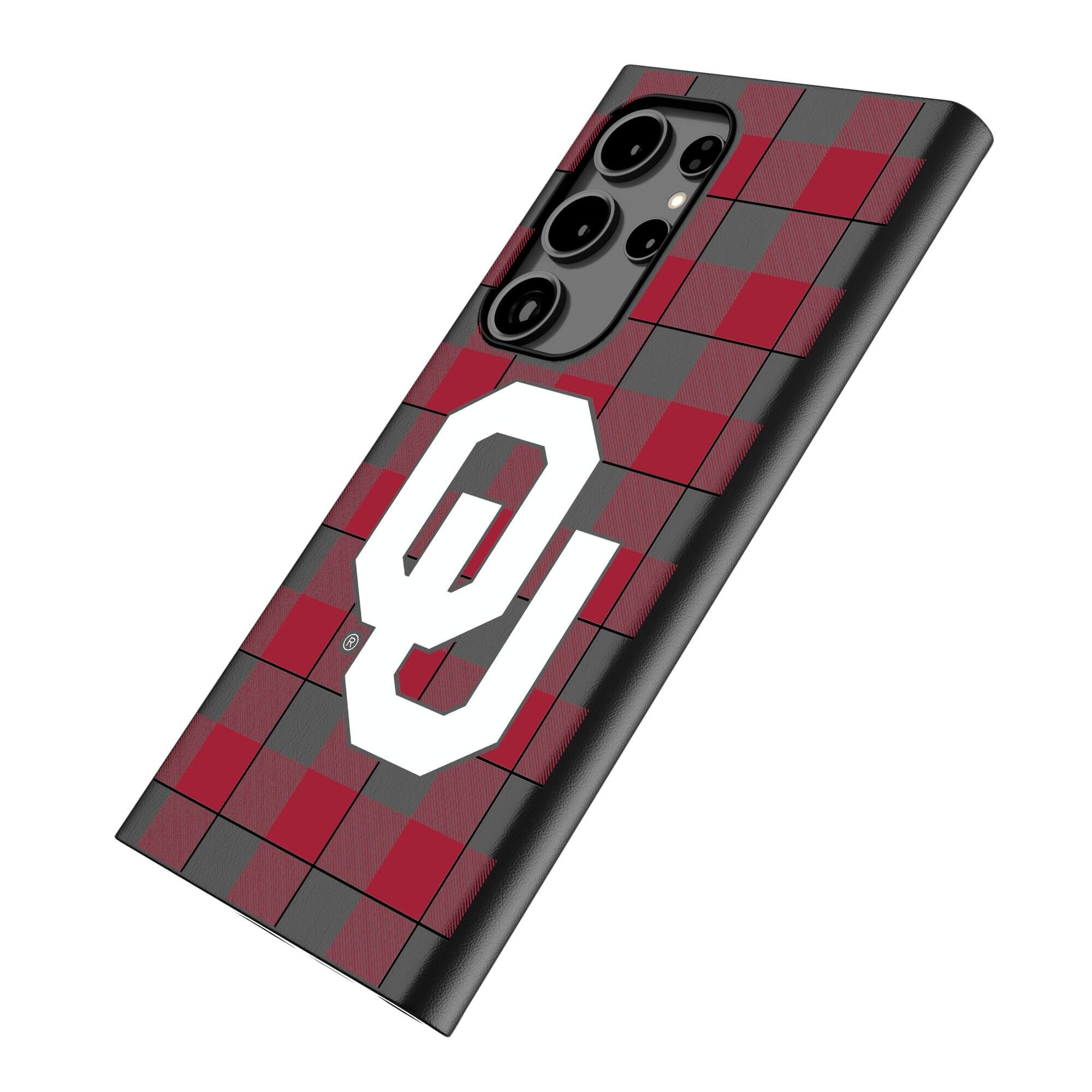 Alt View 1. Keyscaper - Oklahoma Sooners Plaid Galaxy Magnetic Bump Case - S24 - Black.