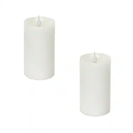 Front. BreeBe - Simplux Designer LED Candle with Moving Flame and Remote (Set of 2) - White.