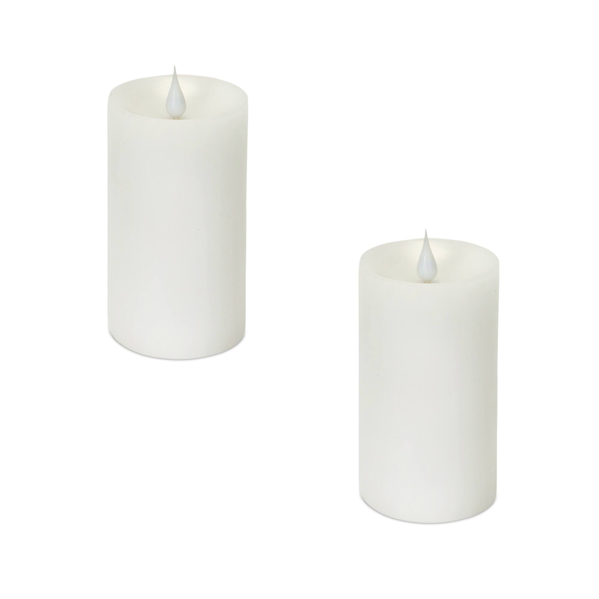 Front. BreeBe - Simplux Designer LED Candle with Moving Flame and Remote (Set of 2) - White.