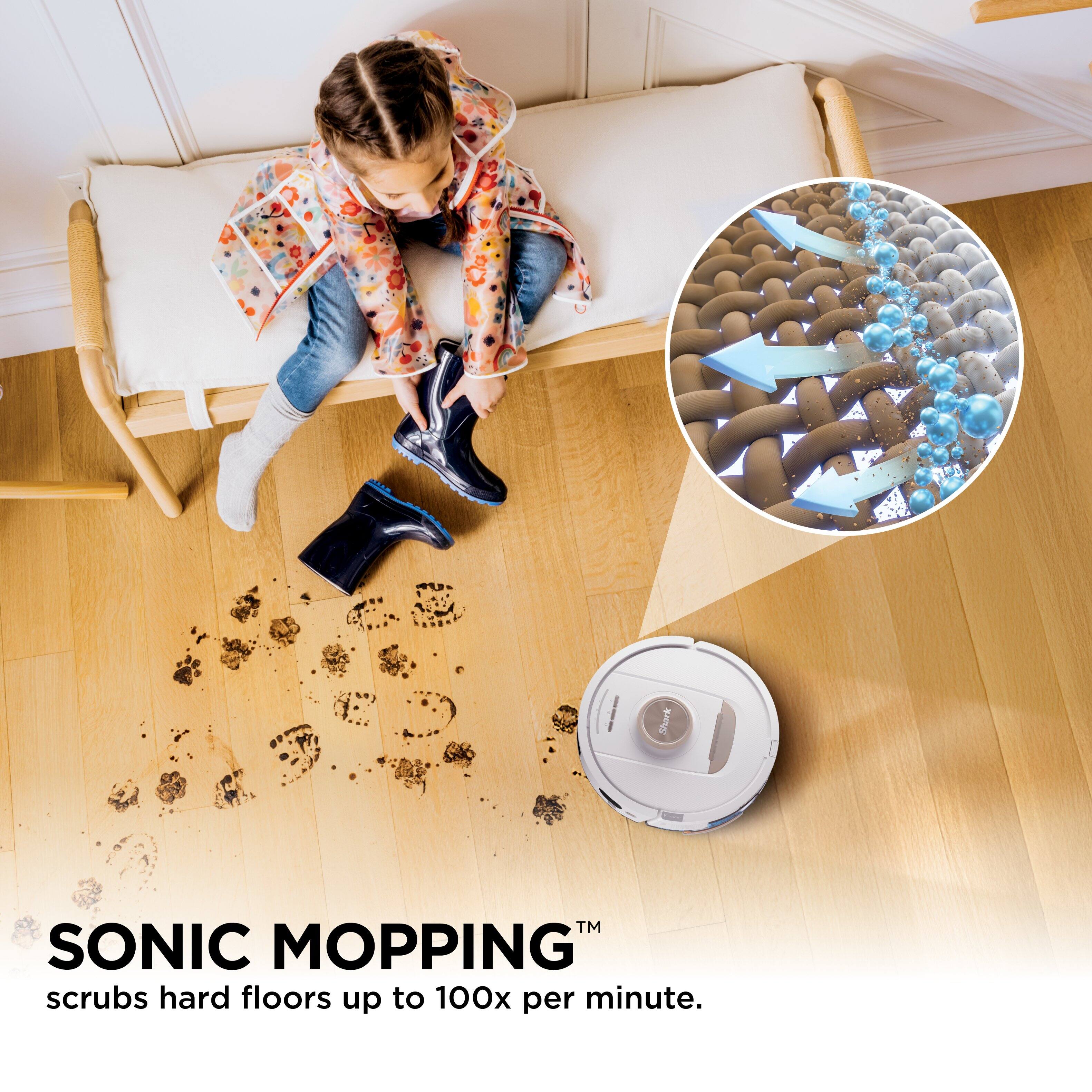 SONIC MOPPING™  
scrubs hard floors up to 100x per minute.