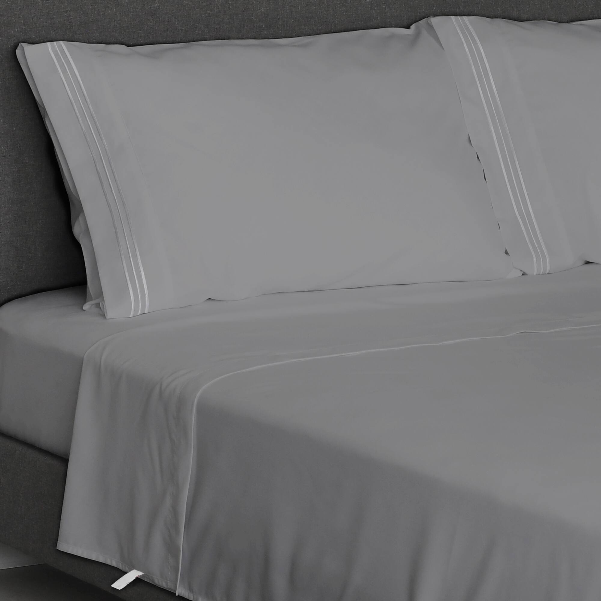 Alt View 6. Furinno - Angeland Vienne 4-Piece Microfiber Bed Sheet Set, California King - Grey.