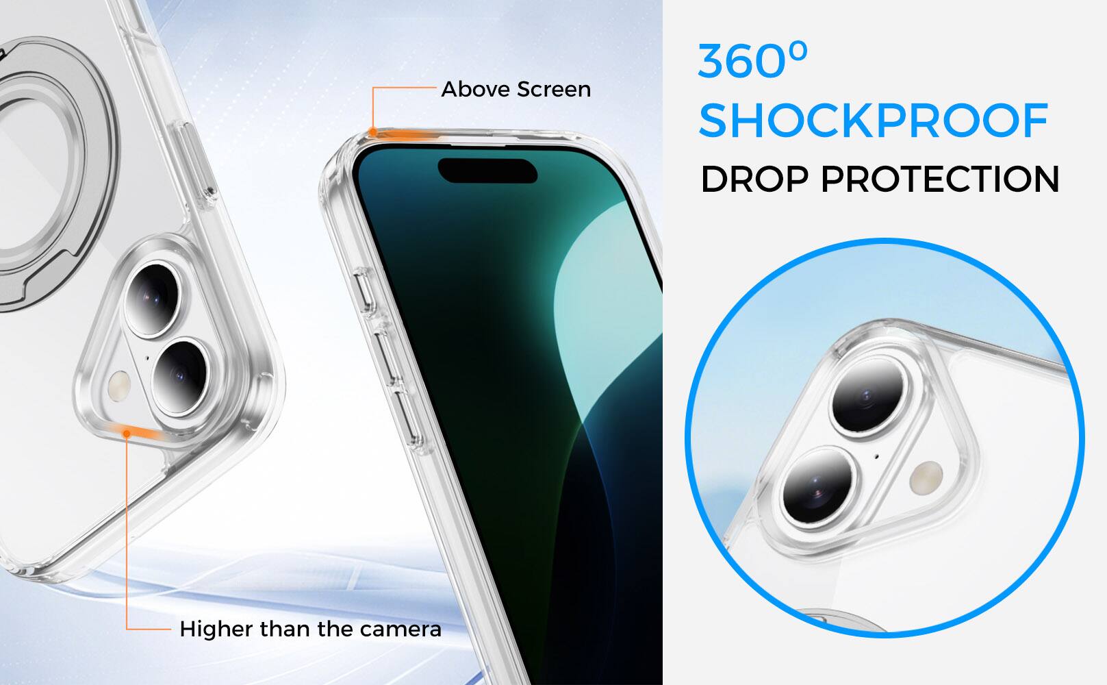 360° SHOCKPROOF DROP PROTECTION

Above Screen

Higher than the camera
