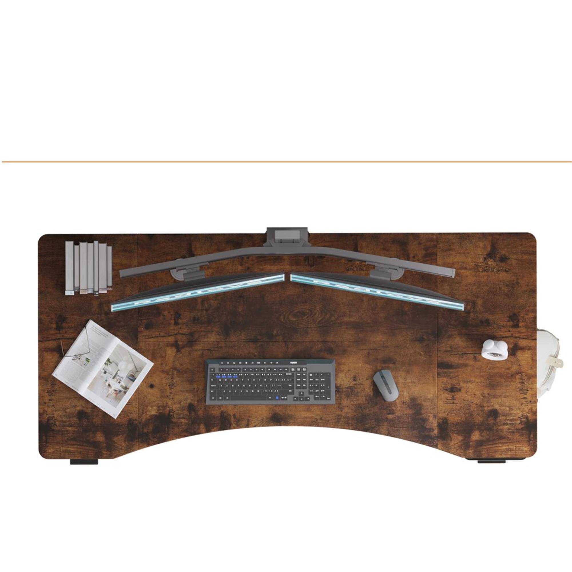 Alt View 2. Boyel Living - 63"×30" Dual Motor Curve Design Height Adjustable Electric Standing Desk Height Stand Up Computer Desk - Rustic Brown.