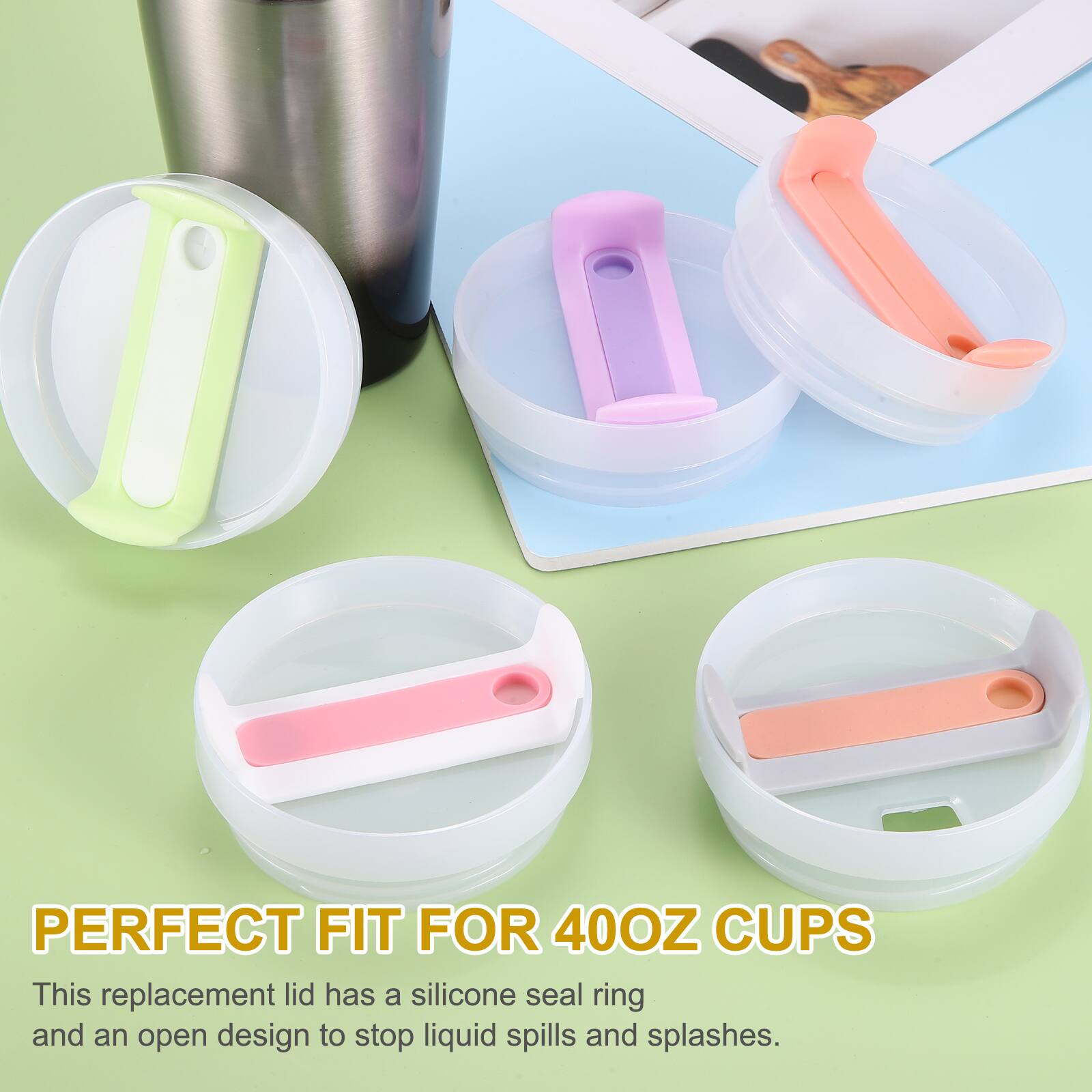 PERFECT FIT FOR 40OZ CUPS

This replacement lid has a silicone seal ring and an open design to stop liquid spills and splashes.