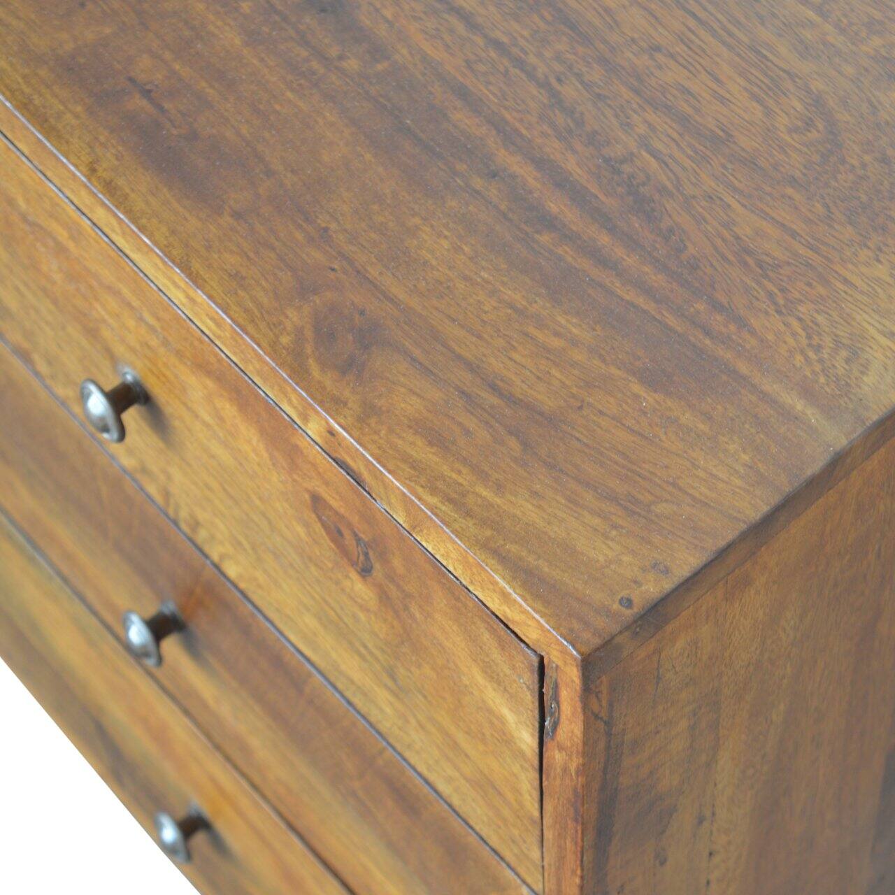 Alt View 2. Artisan Furniture - Artisan Furniture Solid Wood Carved Chestnut Sideboard, 3 Drawers, 1 Door, Dark Brown - Dark Brown.