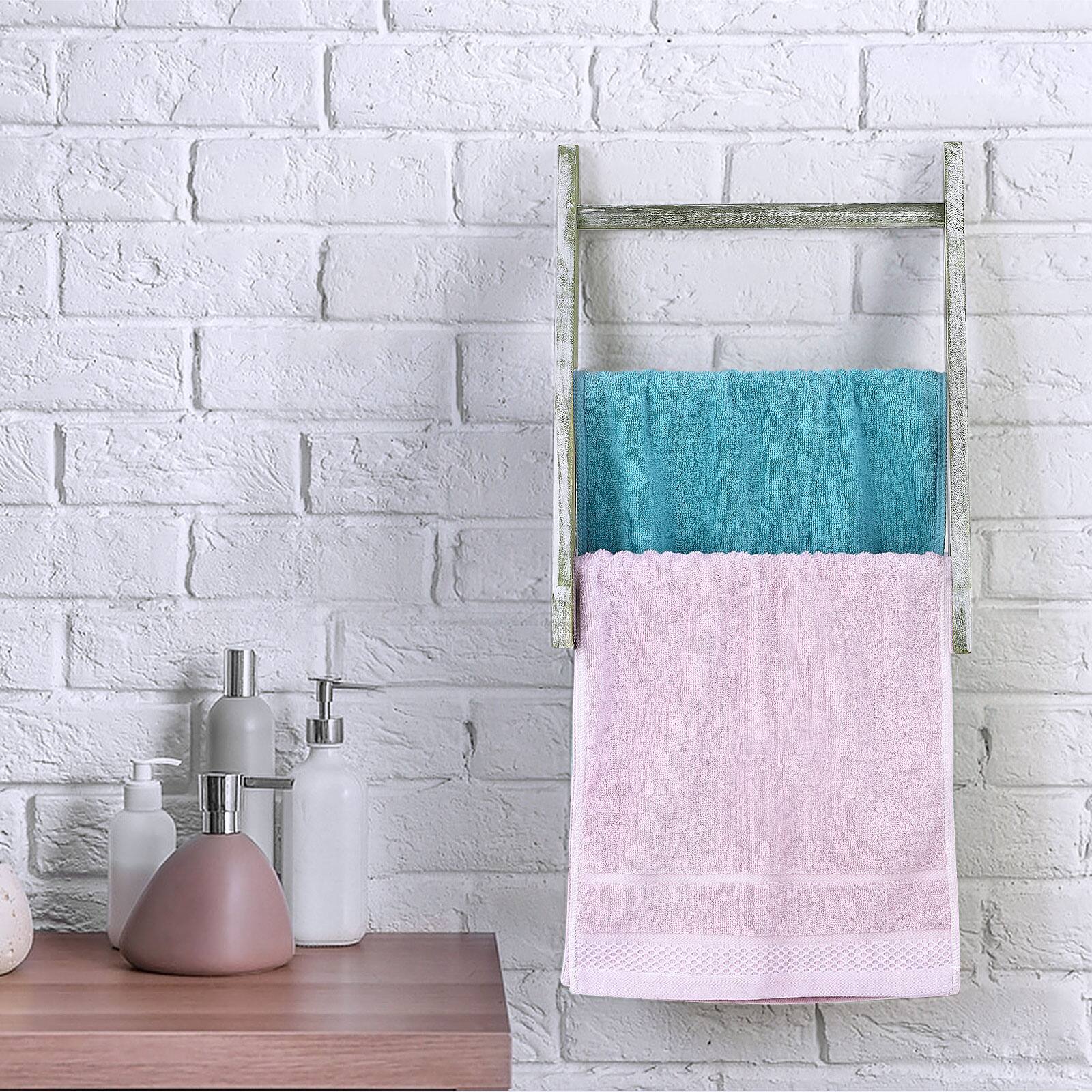 Alt View 2. Oumilen - Olive Green Wooden Ladder Towel Rack – Wall Mounted Bathroom Holder for Folded Towels - Olive Green.