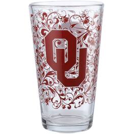 Indigo Falls - Oklahoma Sooners 16oz. Floral Pint Glass - Multicolor
