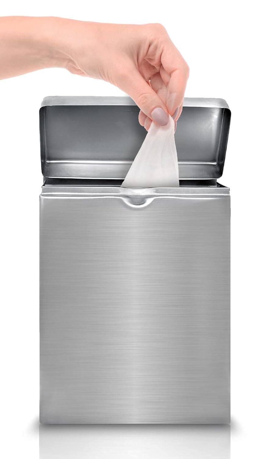 Alt View 10. Alpine Industries - Stainless Steel Wall-Mounted Sanitary Napkin Receptacle Trash Can - Silver.