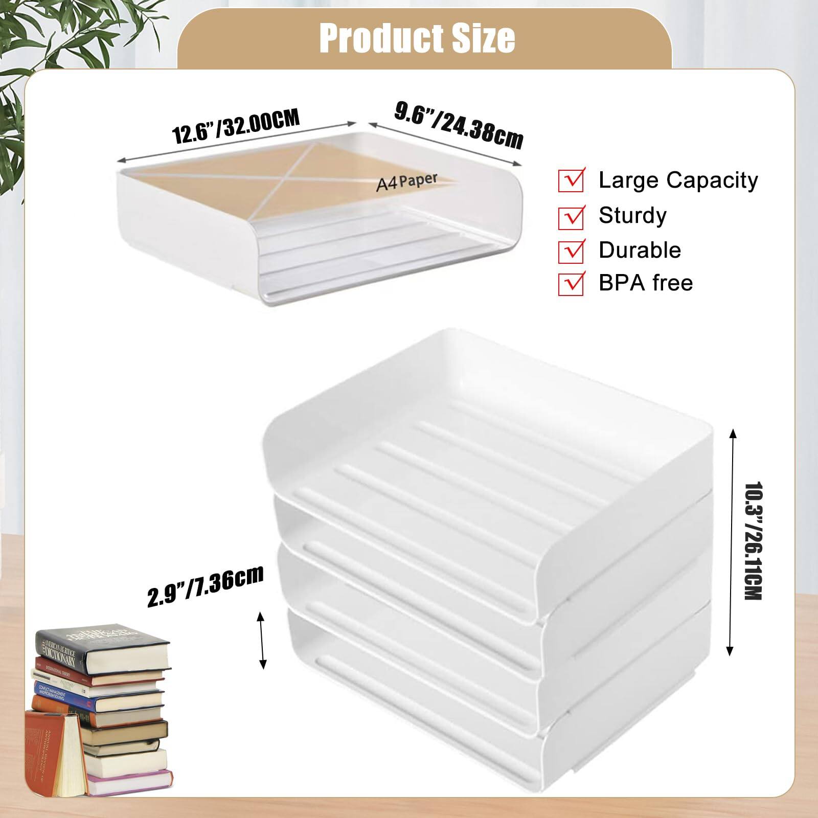 Dapper Styles 4 Tier Desk Organizer Stackable Paper Tray For Document ...