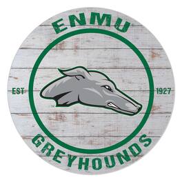 Jardine - Eastern New Mexico Greyhounds 20'' x 20'' Indoor/Outdoor Weathered Circle Sign - White