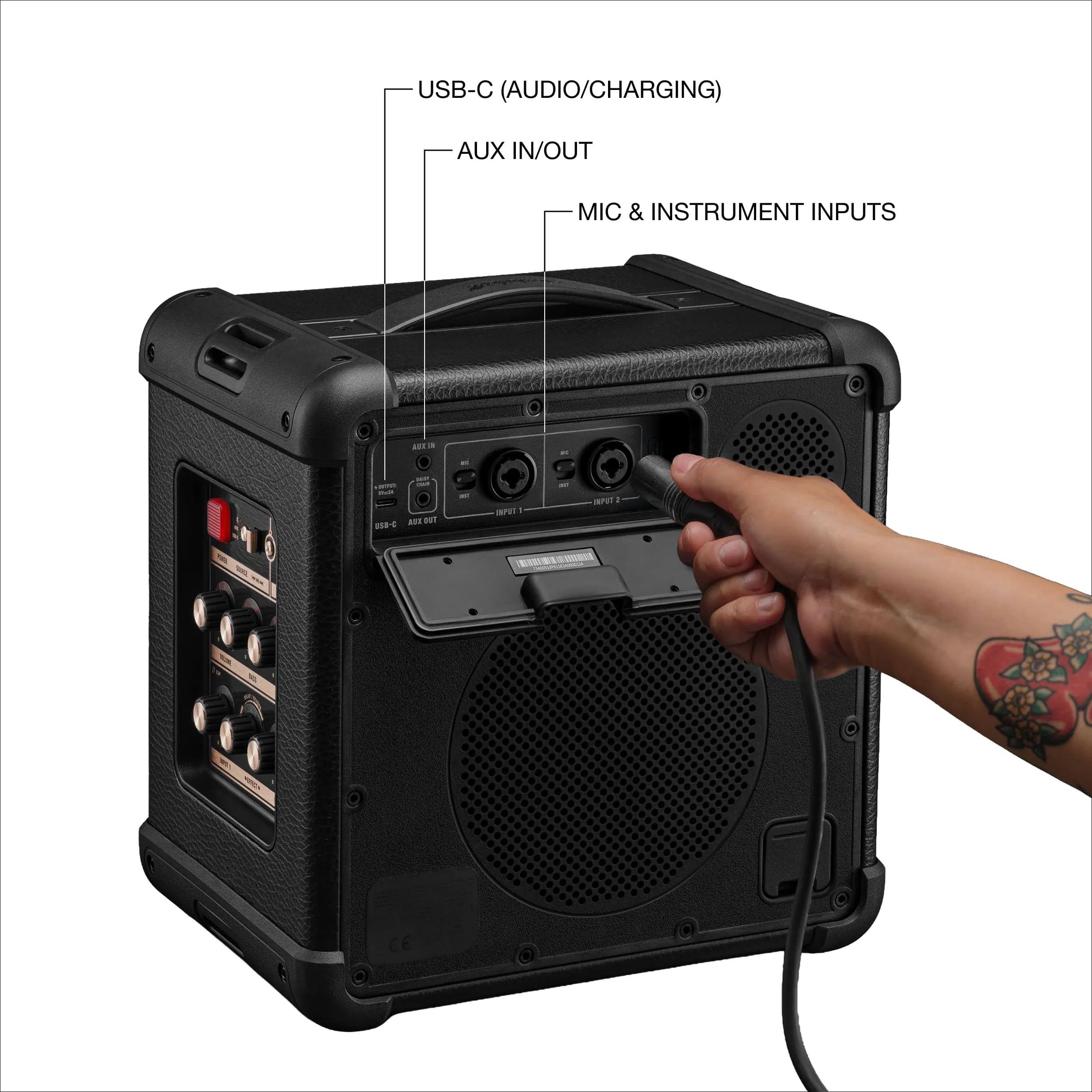 USB-C (AUDIO/CHARGING)  
AUX IN/OUT  
MIC & INSTRUMENT INPUTS