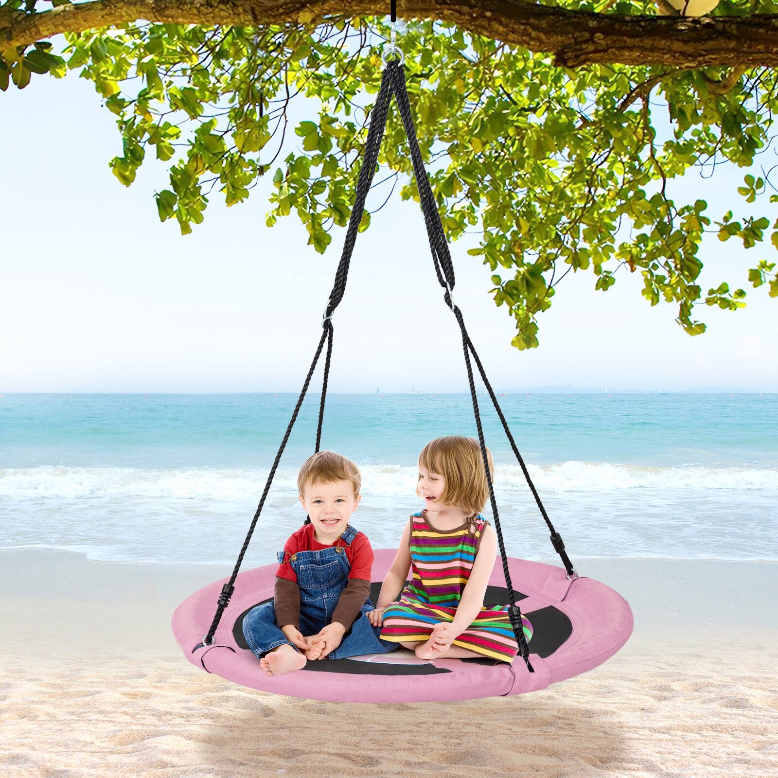 Alt View 2. Costway - Costway 40" Flying Saucer Tree Swing Indoor Outdoor Play Set Swing for Kids - Pink Unicorn.